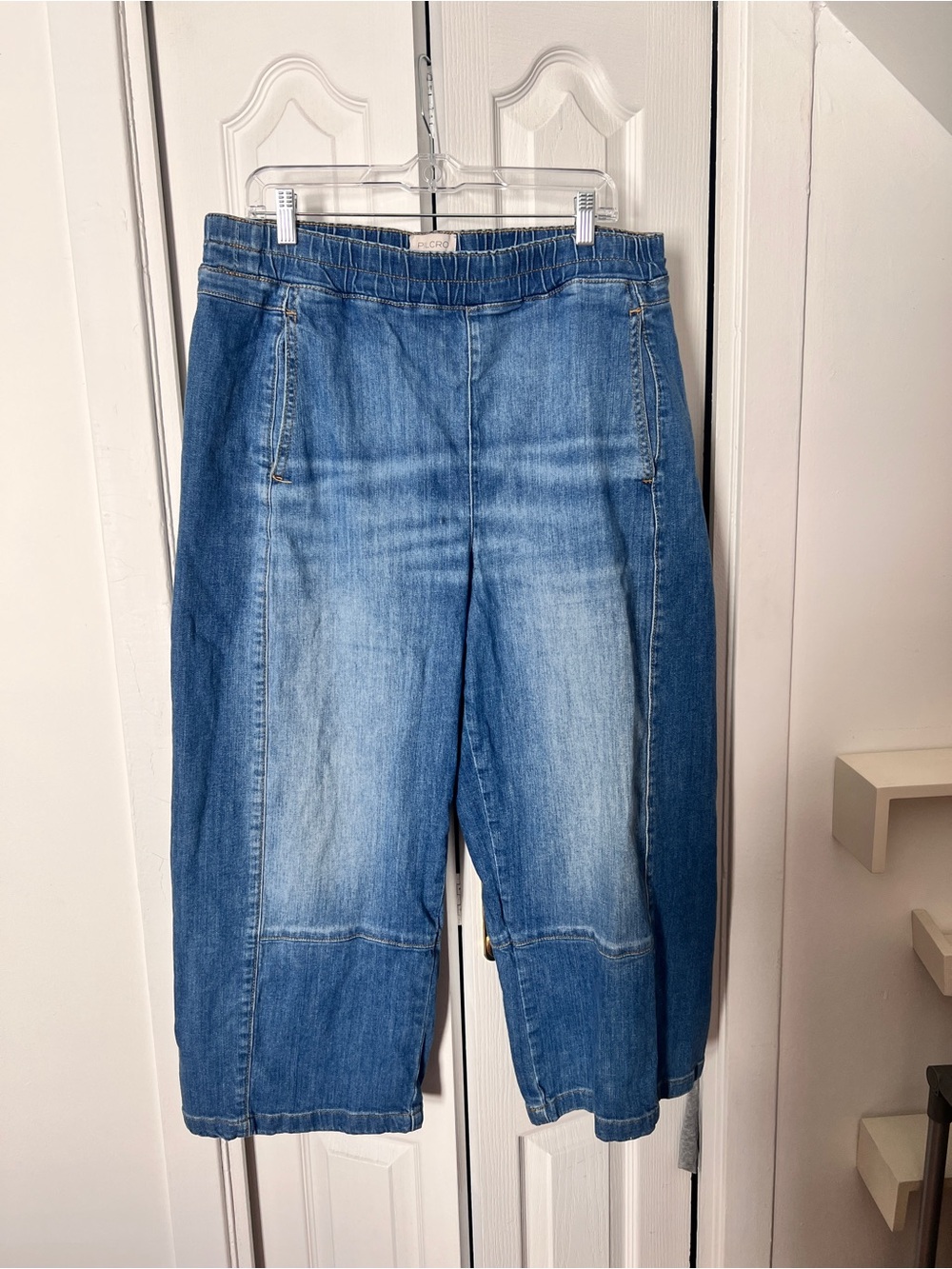 Pilcro elastic waist pants!! Mid Blue Wide Leg Jeans